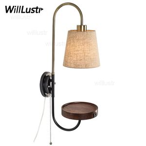 New design wall Lamp oak wood round table USB power interface modern nordic wall sconce bedside sofa side bedroom hotel restaurant light