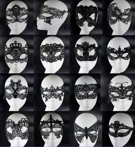 Mode heta sexiga kvinnor spets ansiktsögon svart mask ihålig fancy klänning venetiansk karneval