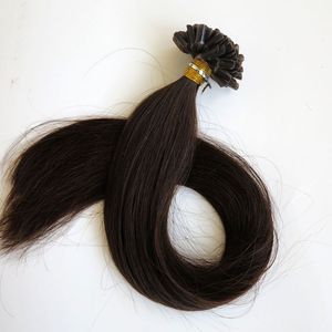 Qualidade superior 100g 100 Fios Pré ligado Prego U Dica Cabelo Extensões de cabelo Humano 18 20 22 24 polegadas # 2 / Darkest Marrom Cabelo Indiano Brasileiro