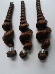 Peruano Malaio Indiano Cabelo Virgem Brasileiro 50g / pcs 5 pçs / lote 4 # Médio marrom Remy Virgem Cabelo solto Onda Do Cabelo Humano Dupla Trama