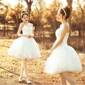 Vit Homecoming Dresses Spaghetti Tulle Ball Gown Party Knee-Length Bridesmaid Dress