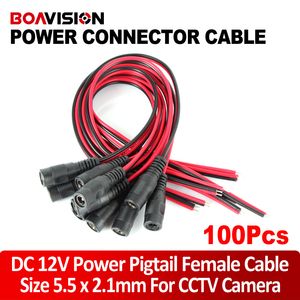 100 st CCTV Säkerhetskamera Power Pigtail Hane Hona Kabel DC Power Connector Kabel 12V Monitor Connector