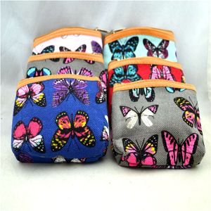 New Women's Design Canvas Butterfly Printed Mini Coin Money Bag Purse Wallet 12Pcs/lot Free Shipping