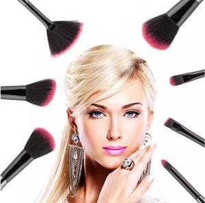 Profissional Preto Mermaid Escova Spiral Makeup Brush Set 7pcs Face Cream Poder Escovas de beleza Escovas cosméticas
