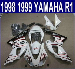 Injection molding top quality motobike set for YAMAHA YZF R1 fairings 1998 1999 98 99 YZF-R1 red flames white motorcycle fairing kit YP69