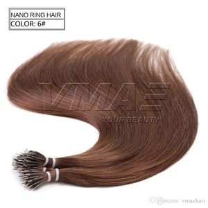 VMAE Toppkvalitet Rak Nano Ring Human Hair Extensions 1g / Strand 100g 16 