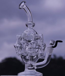 best selling New come Big 11.8" Eight Recyclers glass bong dabs Percolator Cyclone Helix water pipe Such an intricate Recycler oil rig