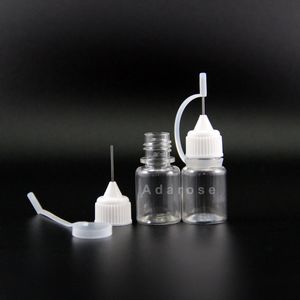 5ML PET High transparent Plastic Dropper bottle With Metallic Needle Tip Safety Cap Squeezable vapor for e cig juicy 100 Pieces