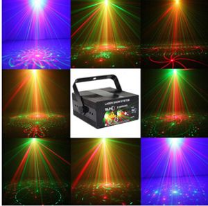 High quality Remote 5 Lens 80 Patterns RG Laser BLUE LED Stage Lighting DJ Show Light Green Red Home Professional Light 110-220V