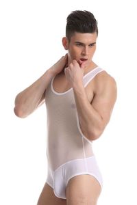 JQK Märke Sexy Undershirts Bodysuits Mens Body Suit Sheer See Through Sheer Gay Men Underkläder Slitage 328