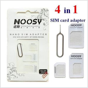 Noosy 4-in-1-Nano-Micro-SIM-Kartenadapter mit Einzelhandelsverpackung über DHL, 200 Stück/Los