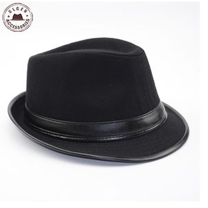 Cappello Fedora da uomo all'ingrosso-Cool Summer Jazz Fedoras Hat For Men classico da ballo invernale berretti di lana da uomo fedora nero