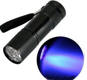Chegada nova, 9 LED mini tocha mini led lanterna 300lm UV LED camping lanterna lanterna impermeável lanternas lâmpadas tochas (preto)