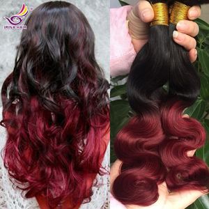 Bästa kvalitet Malaysiska Virgin Hair Ombre 1B Bourgogne / 99J Body Wave för ditt fint hår Obehandlat Två toner Obehandlade Human Hair Extension