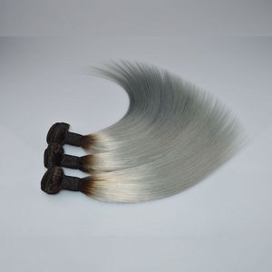 Ombre pacotes de cabelo brasileiro 3 pçs / lote t1b cinza onda reta trama de cabelo 100 cabelo humano virgem tecer preço
