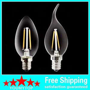 Filament LED-lampor E12 E14 E27 LED-ljuslampa 2W 4W 110-220V C35T C35 Filament Candelabra Edison Filamenttyp Bulb Lighting