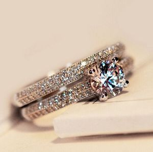 Size4-10 Amazing Victoria Weick стерлингового серебра 925 пробы с белым топазом Ziconia Diamonique Wedding Engagement Bridal Band Ring set ПОДАРОК