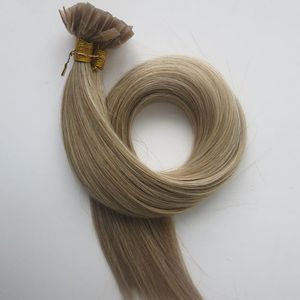 200g 1Set=200Strands Pre bonded Flat Tip Hair Extensions 18 20 22 24inch M8&613 color Brazilian Indian Remy Keratin Human Hair