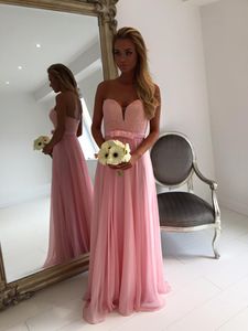 Suknie ślubne Sukienki Szyfonowe Druhna Dresses 2016 Koronka Aplikacja Prom Dress A-Line Sweetheart Vestido de Festa Longo Formalna suknia wieczorowa