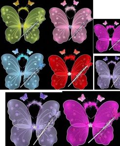 Kız peri melek kelebek kanatları tüy şeffaf kafa bandı asaları seti Noel Cadılar Bayramı Prenses Çocuklar Çocuk Partisi COS Performans Sahibi Sahne