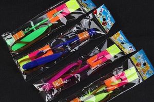 Toy Helicopter Flash Arrows Rubber Band Party Gift LED Amazing Flying Outdoor Shining Rocket Light Slingshot Elastic Rotating Flying Arrow For Children