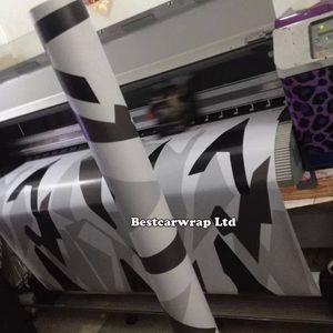 Black white Grey Arctic Camouflage Camo Vinyl For Car Wrap Pixel Camo Sticker Film with air release Vehicle graphic Size1 52 x 227i