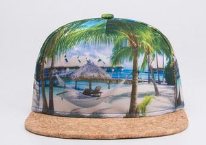 3D Heat Transfer Snapback Caps hip-hop cap 3D thermal transfer printing digital palm baseball cap summer Beach snabpack hat drop s269l