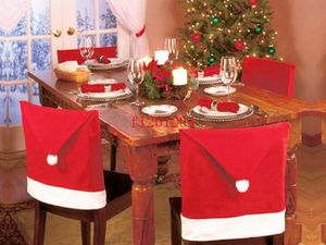 30pcs / lot DHL Fedex Freeshipping Weihnachtsmann Red Hat Stuhl rückseitige Abdeckung zu Hause Christmas Dinner Table-Partei-Dekor für Weihnachten