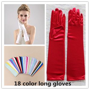 Wholesale 18 color long gloves prom Full Finger prom gloves for Christmas dress up Bridal Gloves Wedding Accessories ouc2095