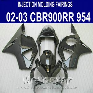 Injektionsgjutning 7 Gåvor + Fit för Honda CBR900RR Fairings 954 02 03 CBR954RR All glansig svart Fairing Kit CBR900 RR 2002 2003 års YR50