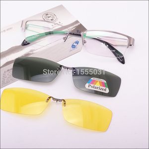 フレーム卸売ウェルセールステンレス鋼のメガネフレーム + 2PCS磁気偏光サングラスクリップUV400黄色偏光暗視