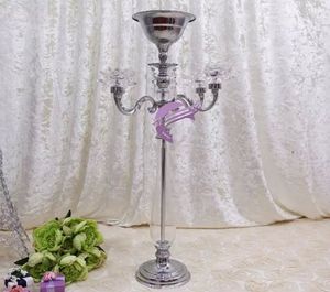 Candelabro quente do casamento do sopo de cristal da venda, peça central do casamento do casamento da flor