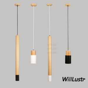 Willlust Cylinder Pendant Lampa Trä Plus Metallfjädring Belysning Dinning Room Restaurant Hotel Villa Cafe Bar Counter Spot Light