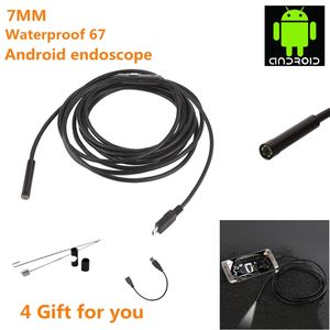 Ingrosso 5.5mm 7mm focus obiettivo usb cavo cavo telecamera impermeabile 6 LED Android Endoscope CMOS Mini USB Endoscope per Android PC 30PCS