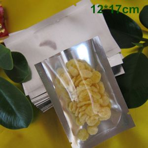 12cm*17cm Open Top Silver / Clear Aluminum Foil Packaging Bag Vacuum Food Storage Package Bags Pouches Heat Seal Packing Polybag For Grains