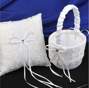 Lace Pretty Girl Boy Flower Basket För Bröllop Handgjorda Bröllop Ceremony Party Favoriter levererar Ribbon Girl's Golwer korgar