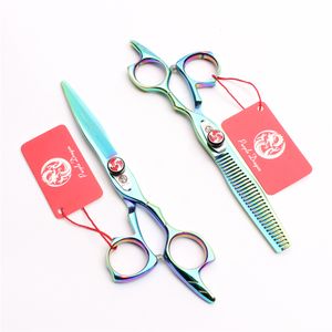 6'' 17.5cm Japan 440C Purple Dragon Professional Human Hair Scissors Cutting Thinning Scissors Hairdressing Scissors Salon Style Tools Z9017