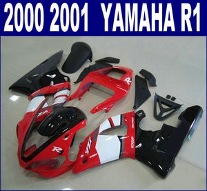 Free customize fairings set for YAMAHA 2000 2001 YZF R1 fairing kit YZF1000 00 01 red white black motobike RQ33 + 7 gifts