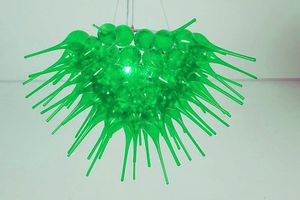 100% munblåst ce ul Borosilicate Murano Glass Dale Chihuly Art Brilliancy grön färgad ljuskrona kristall