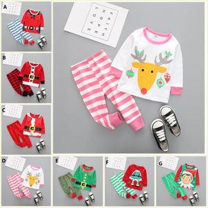 Kinder Jungen Mädchen Weihnachten Pyjama Set Langarm Tops Gestreifte Hose Nachtwäsche Kleinkind Baby Jungen Mädchen Kleidung