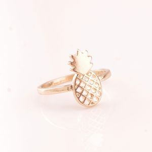 10PCS- Gold Silver Cute Pineapple Rings Lovely Ananas Rings Simple Funny Outline Fruit Rings for Women Ladies Party Gifts