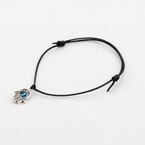 Hot! 50pcs Hamsa Mão de Cordas Evil Eye preto afortunado cor de cera Cord Pulseiras Espirituais Sucesso Proteção