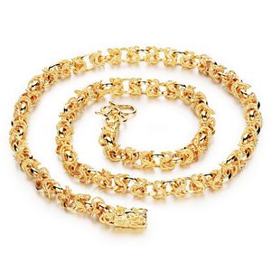 Мода комплект ювелирных изделий властный мужчины двойные драконы ведущие браслеты ожерелье окружающей среды медь 18K золото вакуумным покрытием мужской Joyas