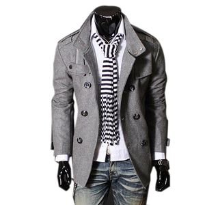 Winter Men's Wool Mens Jackets Coats Overcoat Fashion Mens Double Breasted Stylish Peacoat Men long Trench Coat