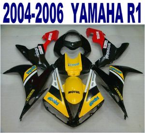 Injektionsgjutning ABS Full Fairing Kit för Yamaha 2004 2005 2006 YZF R1 Röd Gul Svart Motorcykel Fairings Set 04-06 YZF-R1 VL61