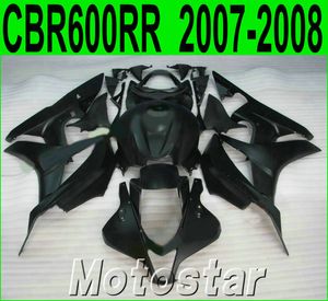 Personalizza il kit carenatura moto per carene HONDA Stampaggio ad iniezione CBR600RR 2007 2008 CBR 600RR F5 07 08 tutto nero opaco set KQ70