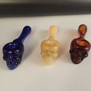 10pcs Skull glass pipes Pyrex oil burner 2mm thick tube glass Hookah Pipes Colorful Pipe Oil Rig Bongs Water Pipes For Smoking