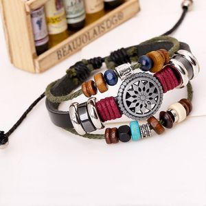 Hohle Blume Lederarmband Charm Verstellbare mehrschichtige Perlenarmbänder Damen Herren Fashiono Schmuck Will und Sandy