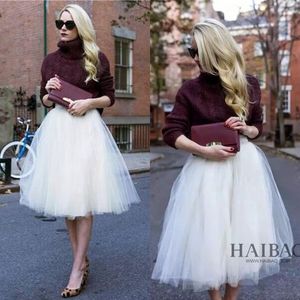 Stunning Ivory Tulle Party Tutu Dress Cheap Layers Bust Skirts Custom Made Informal Casual Bridesmaid Skirt for Wedding