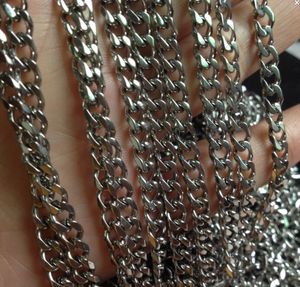 wholesale 5 meter/ Lot 5mm wide Strong Jewelry Finding stainless steel Silver Smooth Curb Link Chain Finding / Marking DIY Necklace Bracelet